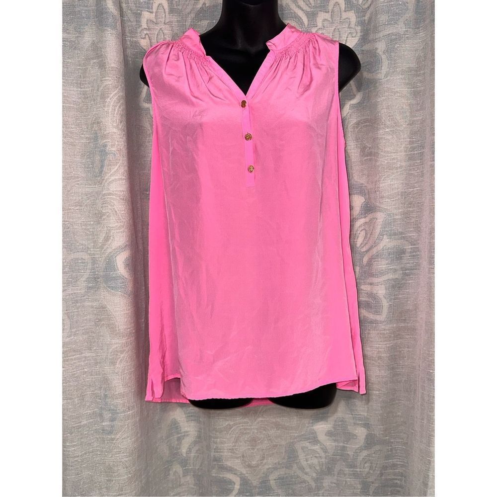 Lilly Pulitzer Pink Sleeveless Buttoned Blouse